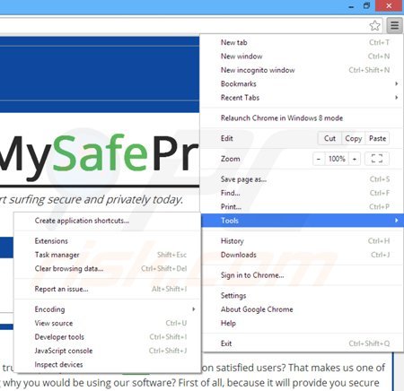 Verwijder MySafeProxy advertenties uit Google Chrome stap 1