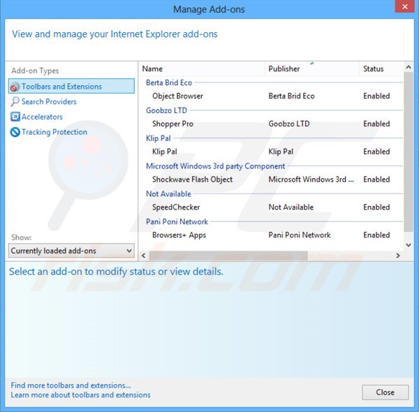 Verwijder de MySafeProxy advertenties uit Internet Explorer stap 2