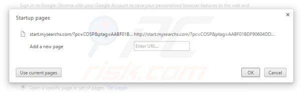 Verwijder start.mysearchs.com als startpagina in Google Chrome 