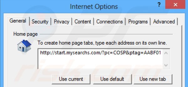Verwijder start.mysearchs.com als startpagina in Internet Explorer