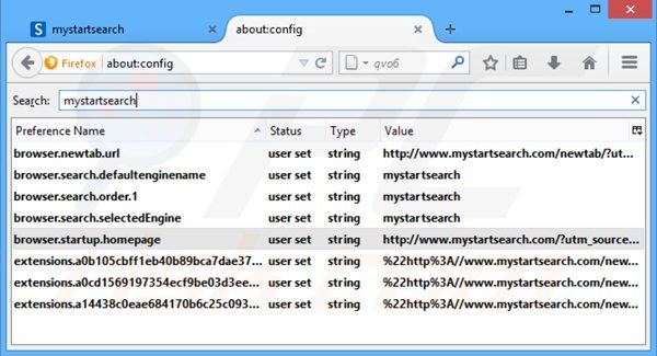 Verwijder mystartsearch.com als standaard zoekmachine in Mozilla Firefox