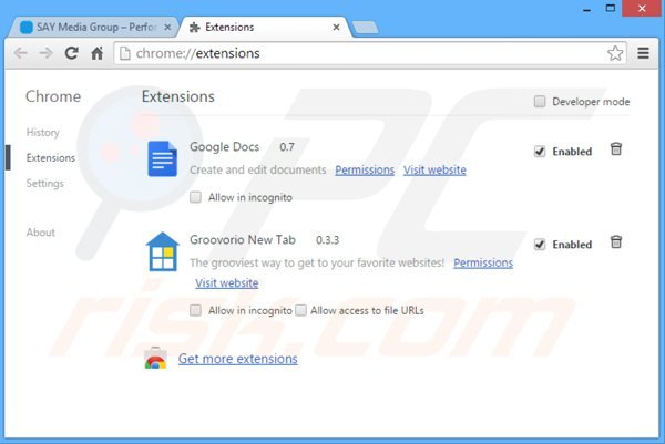 Verwijder de piccolor advertenties uit Google Chrome stap 2