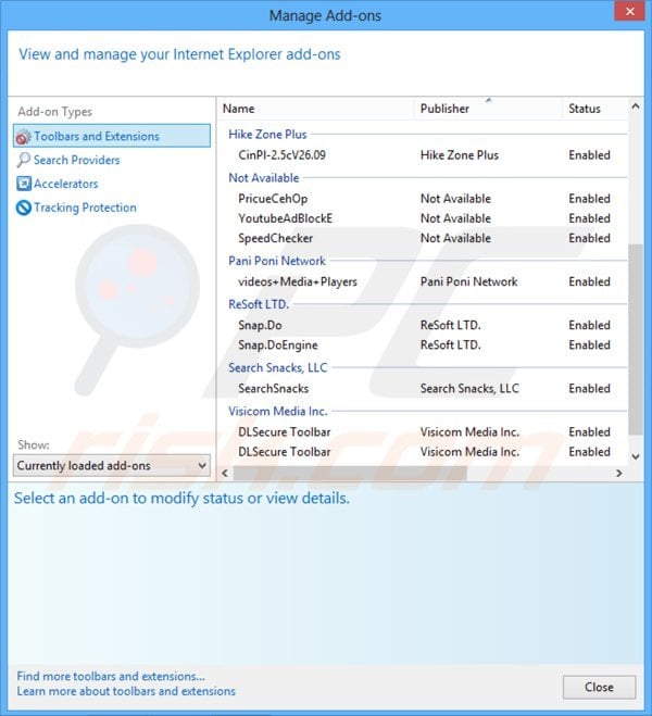Verwijder websearch.searchandfly.info uit de Internet Explorer extensies
