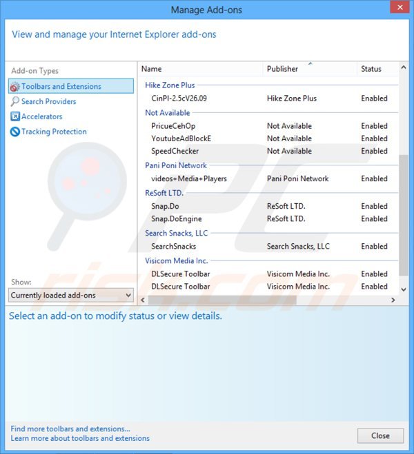 Verwijder websearch.searchandfly.info uit de Internet Explorer extensies