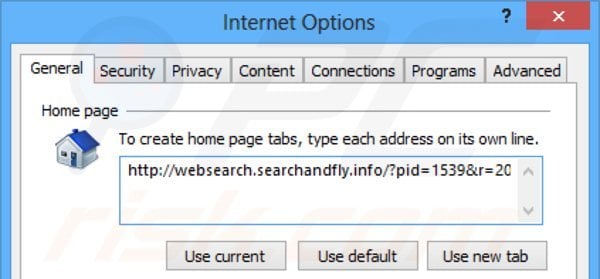 Verwijder websearch.searchandfly.info als startpagina in Internet Explorer 