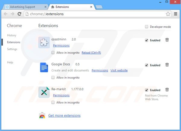 Verwijder aan web bar gerelateerde adware uit Google Chrome stap 2