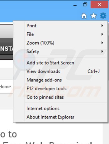 Verwijder aan web bar gerelateerde adware uit Internet Explorer stap 1