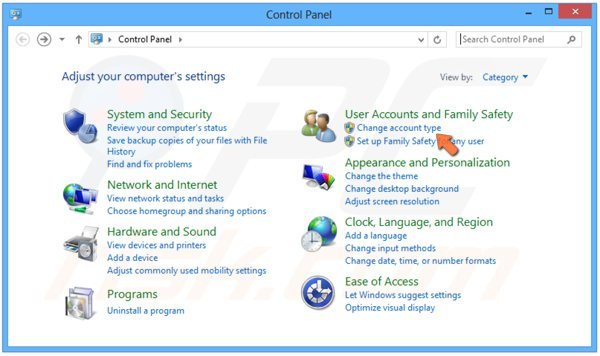 Gastaccount aanzetten in Windows 8 stap 2 - klik op Verander accounttype in Gebruikersaccounts
