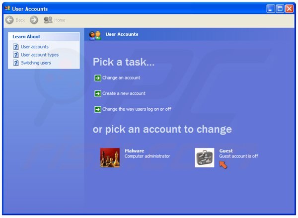 De gastaccount inschakelen in Windows XP stap 3  