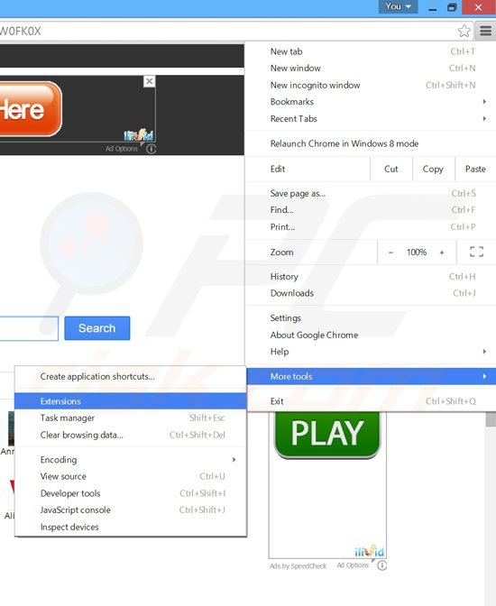 Verwijder de apptou advertenties uit Google Chrome stap 1