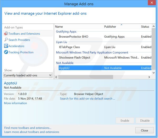 Verwijder de apptou advertenties uit Internet Explorer stap 2