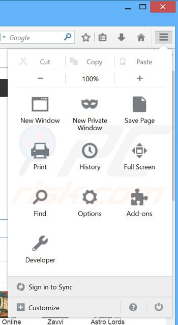Verwijder de apptou advertenties uit Mozilla Firefox stap 1