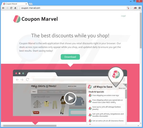 Coupon Marvel adware