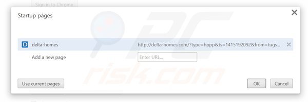 Verwijder delta-homes.com als startpagina in Google Chrome