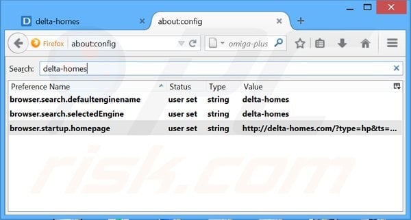 Verwijder delta-homes.com als standaard zoekmachine in Mozilla Firefox