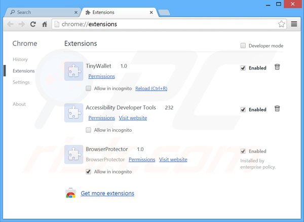 Verwijder aan Guard-search.com gerelateerde Google Chrome extensies