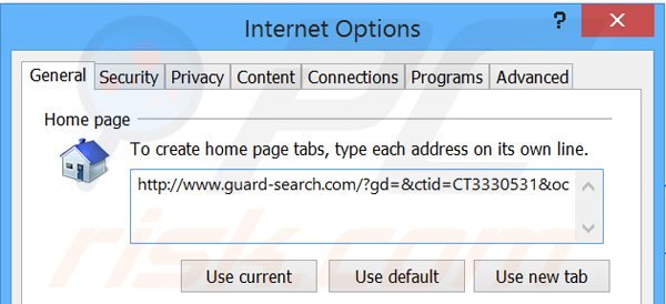 Verwijder Guard-search.com als startpagina in Internet Explorer