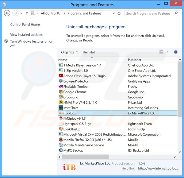itoolbox adware verwijdering via het Controle Paneel