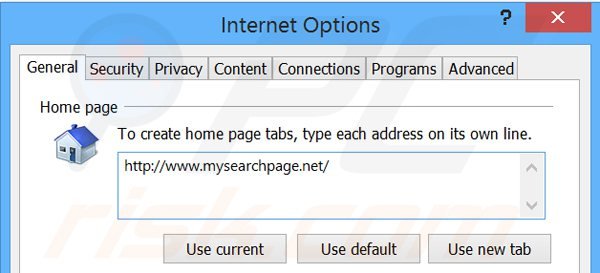Verwijder mysearchpage.net als startpagina in Internet Explorer