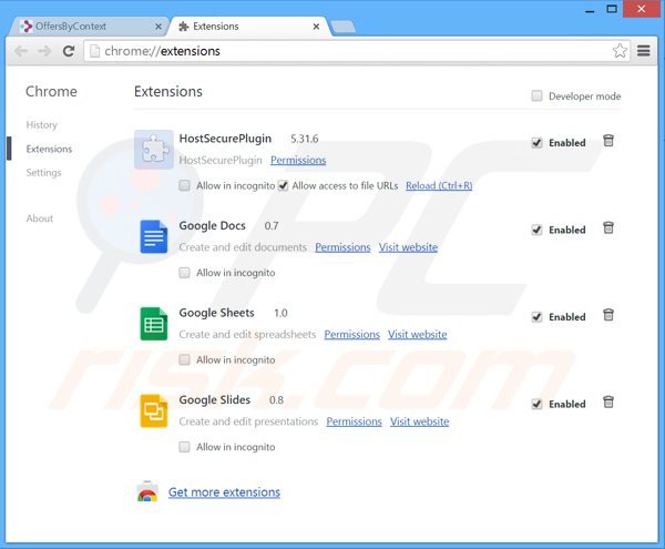 Verwijder de offersbycontext advertenties uit Google Chrome stap 2