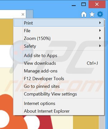 Verwijder de Popcornew advertenties uit Internet Explorer stap 1