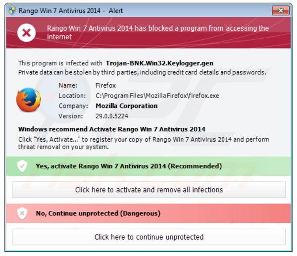 rango win7 antivirus 2014 blokkeert de uitvoering van geïnstalleerde programma's