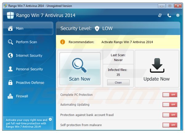 rango win7 antivirus 2014 hoofdscherm