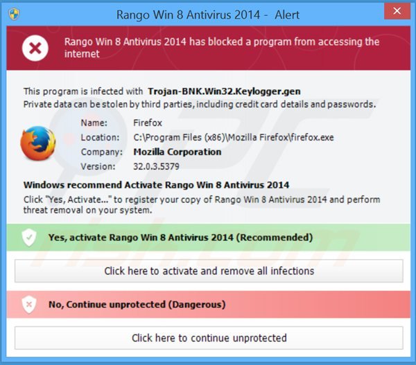 rango win8 antivirus 2014 blokkeert de uitvoering van geïnstalleerde programma's