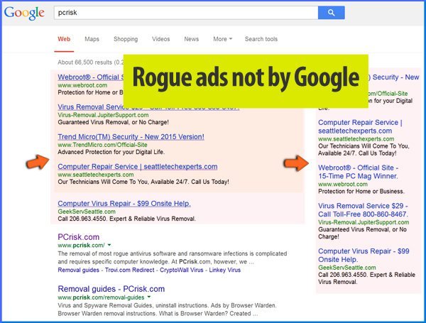 Frauduleuze advertenties verschijnen in de Google zoekresultaten - veroorzaakt door adware