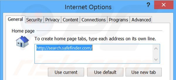 Verwijder search.safefinder.com als startpagina in Internet Explorer