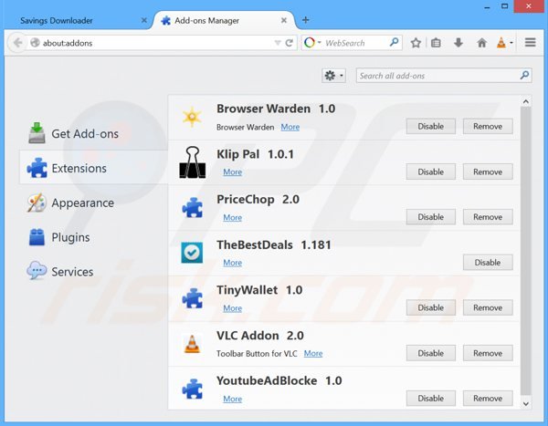 Verwijder savings downloader uit Mozilla Firefox stap 2