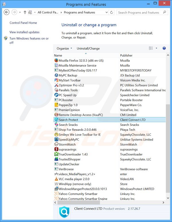 search.conduit.com browser hijacker verwijdering via het Controle Panel