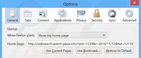 Verwijder websearch.search-plaza.info als startpagina in Mozilla Firefox