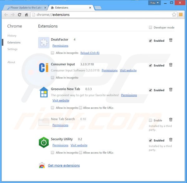 Verwijder de security utility advertenties uit Google Chrome stap 2