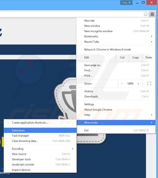 Verwijder de shopperz advertenties uit Google Chrome stap 1