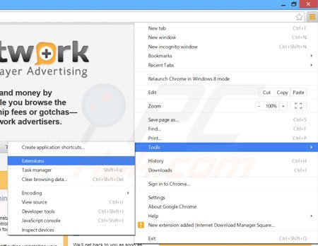 Verwijder de tidynetwork advertenties uit Google Chrome stap 1