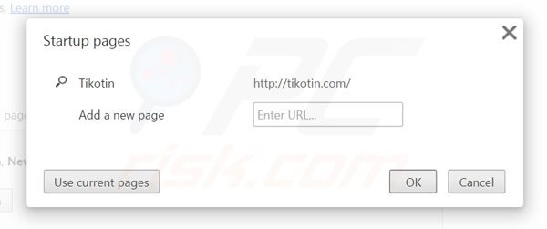 Verwijder tikotin.com als startpagina in Google Chrome