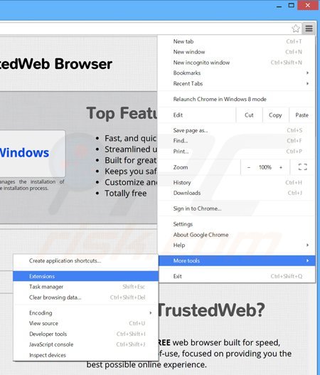 Verwijder de VeriBrowse advertenties uit Google Chrome stap 1
