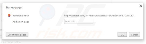 Verwijder vosteran.com als startpagina in Google Chrome