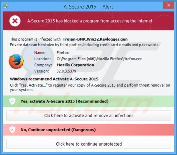 a-secure 2015 blokkeert de uitvoering van geïnstalleerde programma's