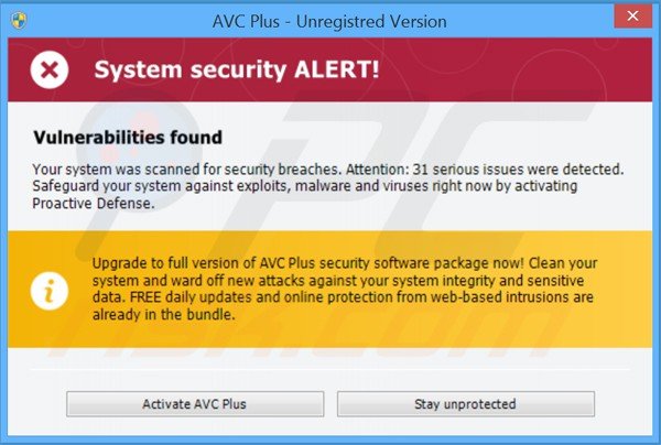 avc plus toont valse beveiligingswaarschuwingen