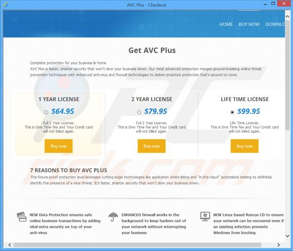 Frauduleuze website gebruikt om betalingen te ontvangen voor de valse avc plus antivirus licenties