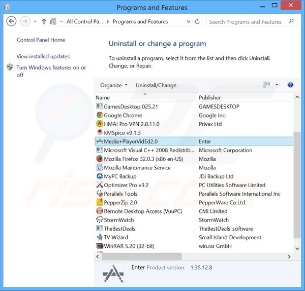 media player enhance adware uninstall via Control Panel