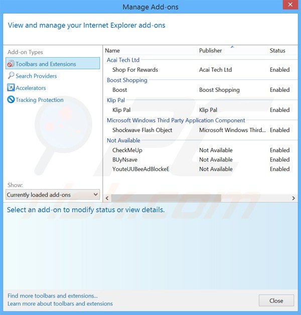 Verwijder de ninjavod advertenties uit Internet Explorer stap 2