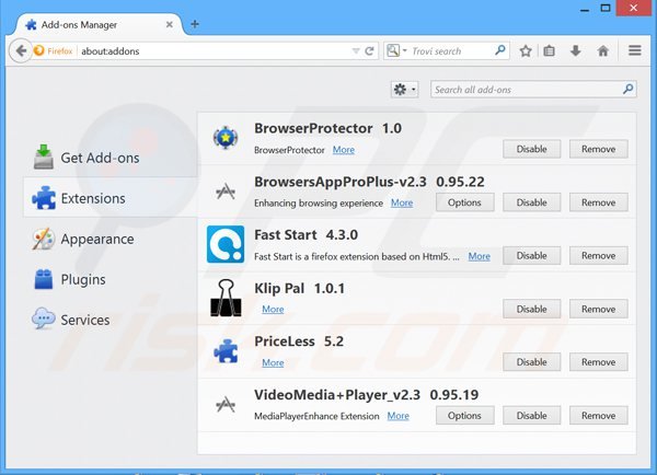 Verwijder de Offercrowd advertenties uit Mozilla Firefox stap 2
