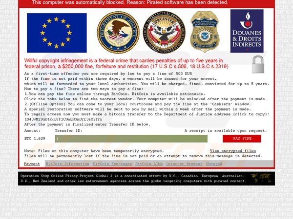 Ransomware gericht op de EU beweert dat er gepirateerde software is ontdekt