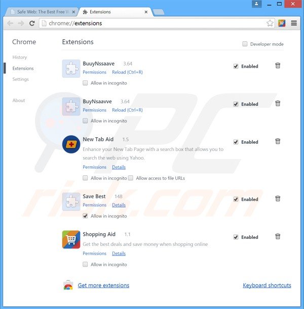 Verwijder Safe Web advertenties uit Google Chrome stap 2