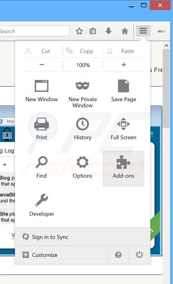 Verwijder Safe Web advertenties uit Mozilla Firefox stap 1
