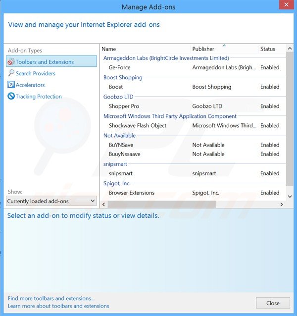 Verwijder de Safe Web advertenties uit Internet Explorer stap 2
