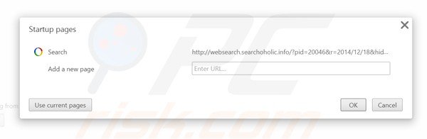 Verwijder websearch.searchoholic.info als startpagina in Google Chrome